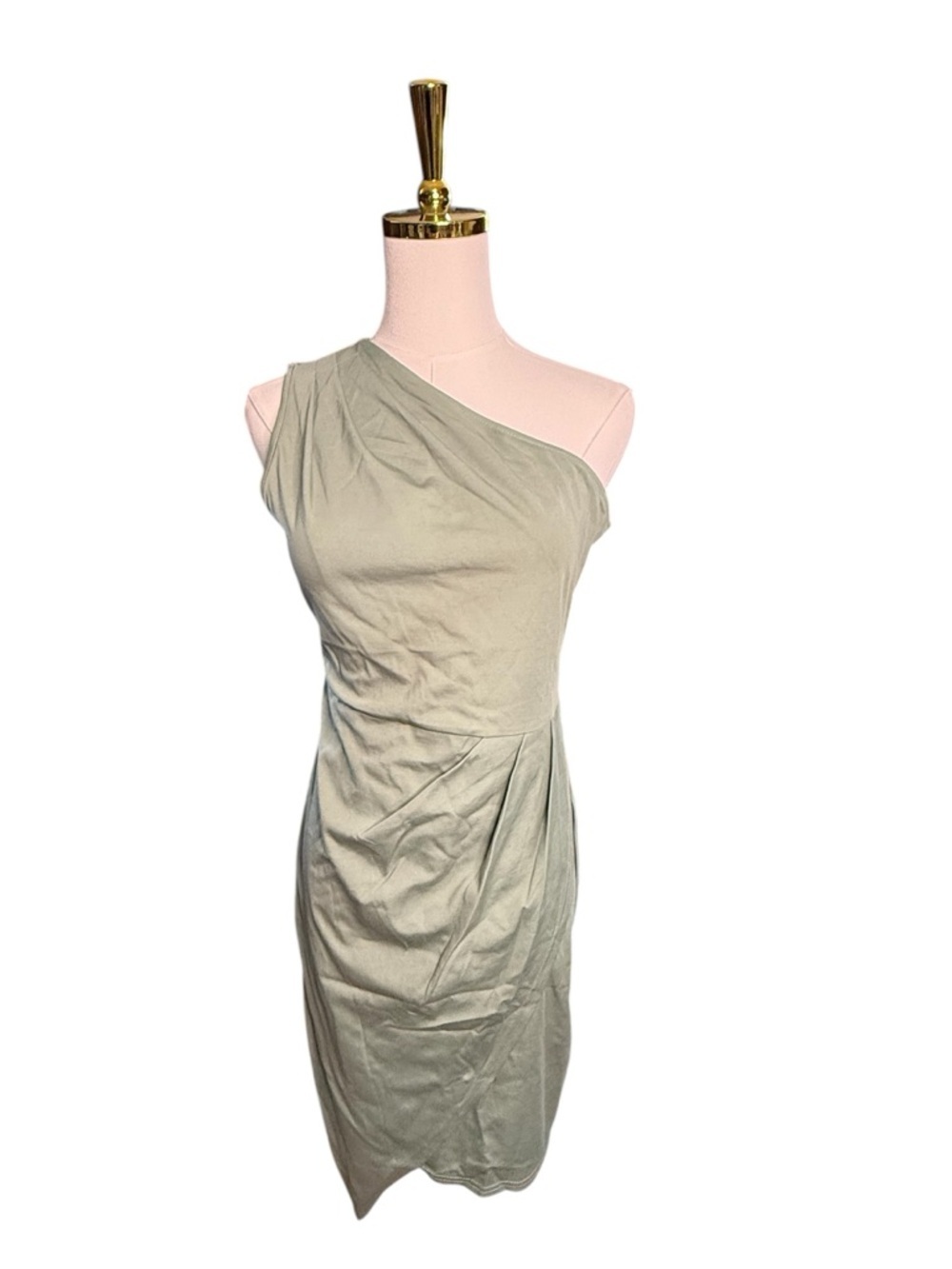 PrettyGarden Asymmetric One-Shoulder Dress in Sage Green Size M